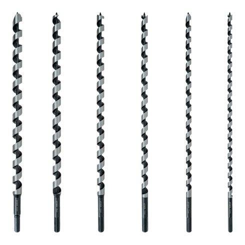 STIER Set di punte per fori profondi a elica 6 pezzi 385 / 460 mm 10 - 20 mm acciaio per molle