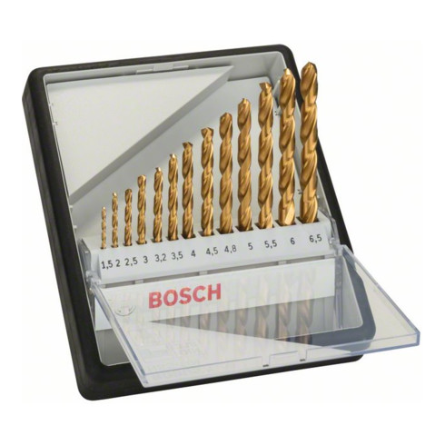 Bosch Set di punte per trapano Robust Line HSS-TiN 135°, per metallo, 13pz. 1,5 - 6,5mm