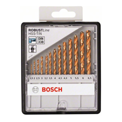 Bosch Set di punte per trapano Robust Line HSS-TiN 135°, per metallo, 13pz. 1,5 - 6,5mm