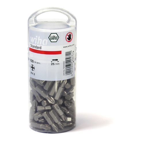 Wiha Set di punte Standard 25mm Pozidriv (PZ2) 100pz. 1/4" in confezione bulk