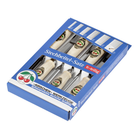 Kirschen Set di scalpelli con manico in faggio bianco in box 6-10-12-16-20-26 mm