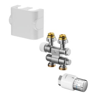 Sets de raccordement OV pour radiateurs de salle de bains Multiblock TF/Uni SH/swivelling/blanc