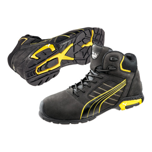 Puma Sicherheitsstiefel Amsterdam Mid, S3 SRC grau/gelb