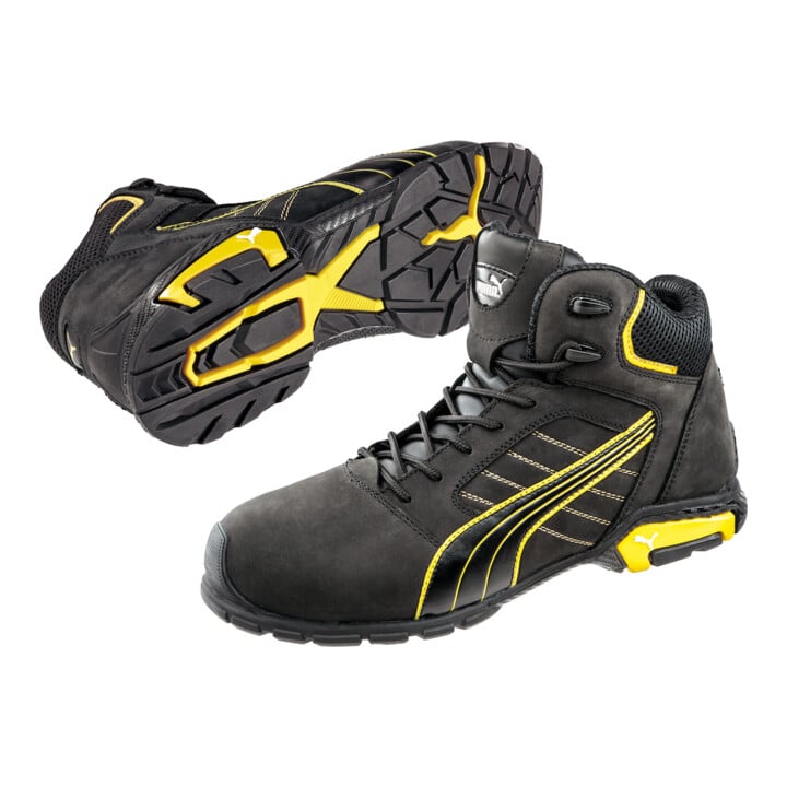 Sicherheitsstiefel Amsterdam Mid taille 47 noir/jaune cuir S3 SRC EN20345
