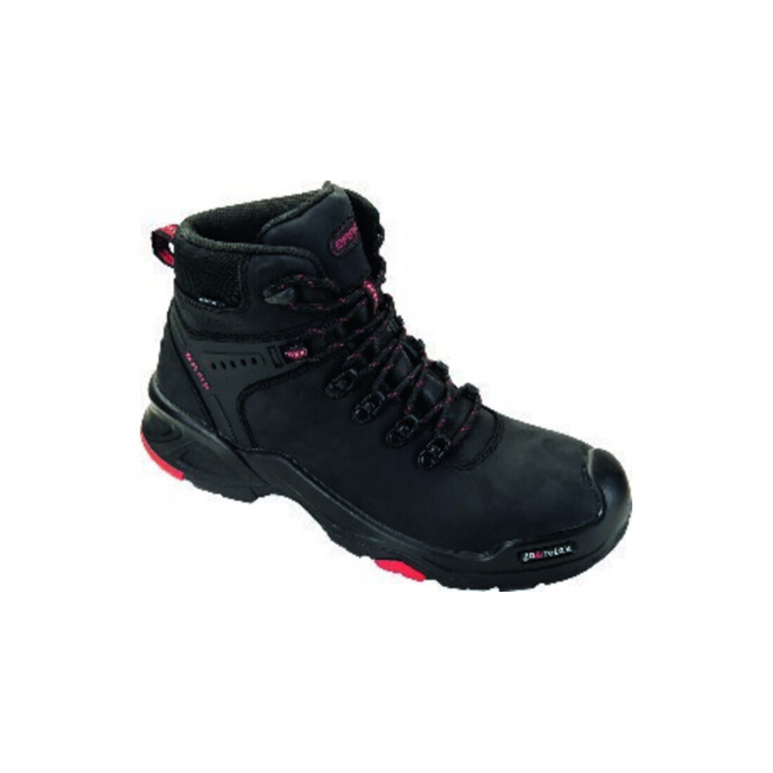 Sicherheitsstiefel Bailey schwarz/rot Leder S3 SRC HRO WR EN20345 BAAK