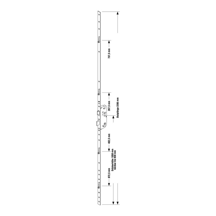 Sicherheitstürverschluss Secury Rollenzapfen PZW 20/65/92/10mm F-St.silber BKS