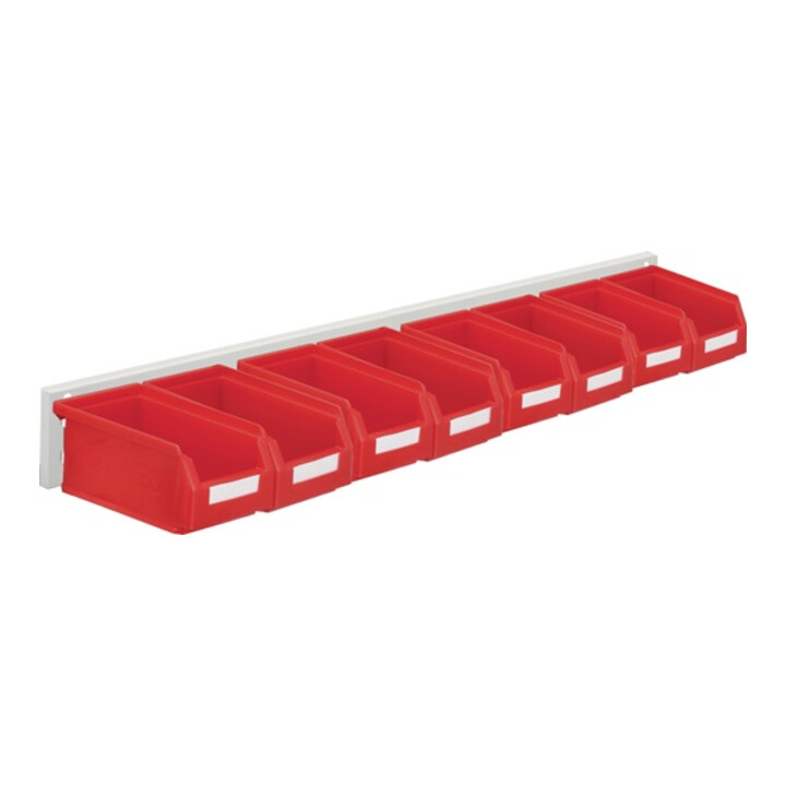Sichtlagerkastenset H100xB920xT180mm Stahlblech/Polyethylen Ku.rot 8xGr.7