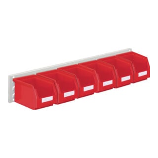 Sichtlagerkastenset H140xB920xT250mm Stahlblech/Polyethylen Ku.rot 6xGr.6