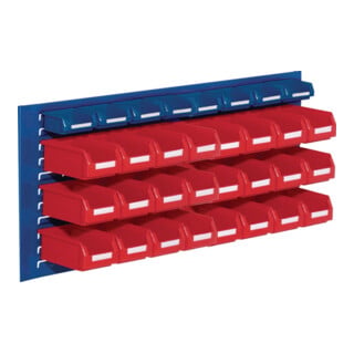 Sichtlagerkastenset H450xB1000xT250mm STA/PE blau+rot 24xGr.7 rot/8xGr.8blau