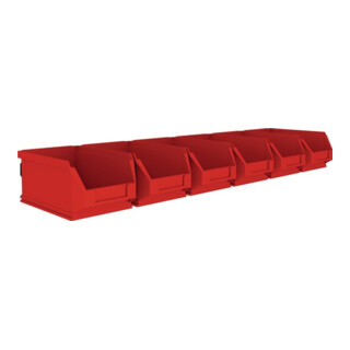 Sichtlagerkastenset H75xB602xT180mm STA verz.m.Sichtlagerkästen 6 x MK 5 rot