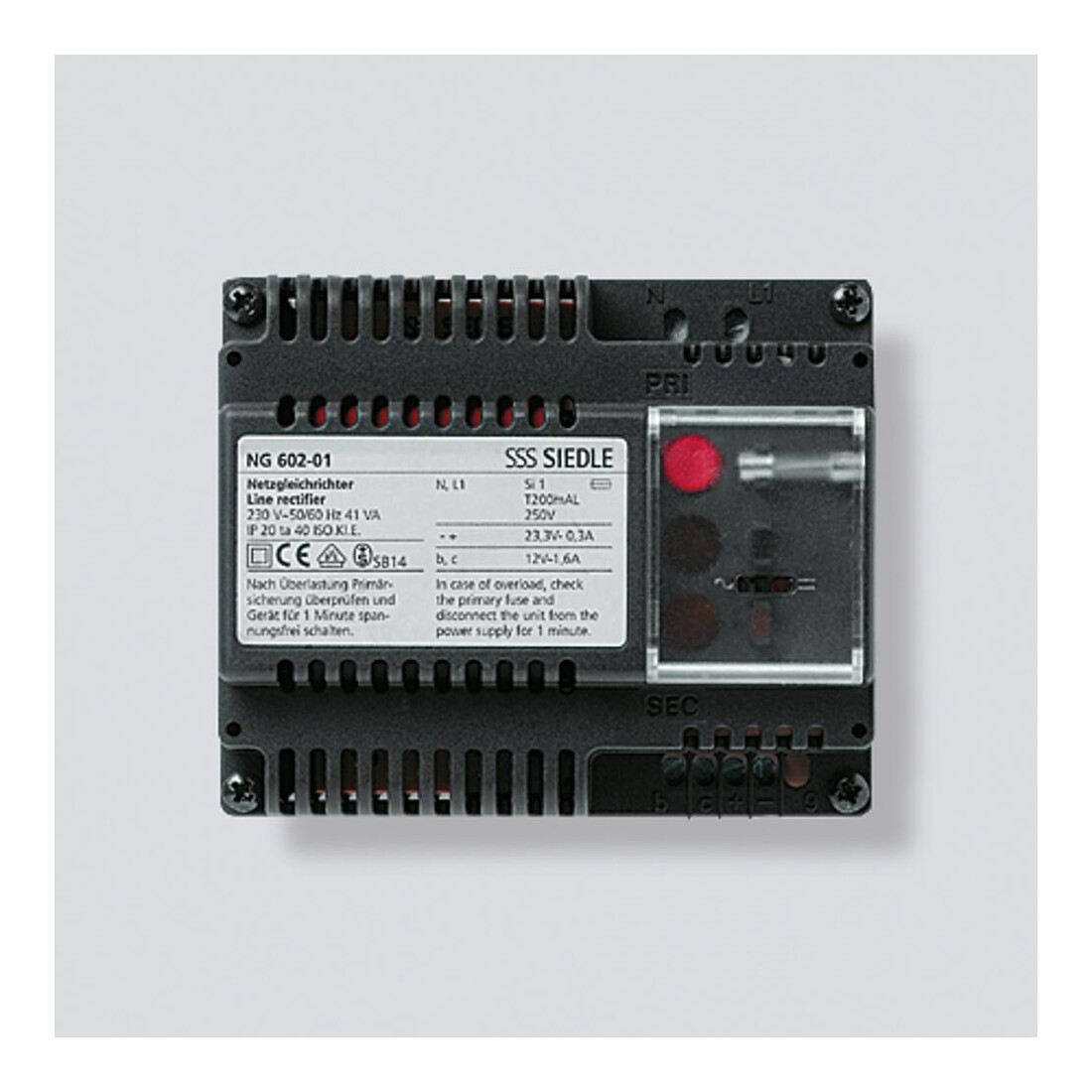 Siedle&Söhne Gleichrichter 230V/12VAC - 23,3VDC NG 602-01 DE