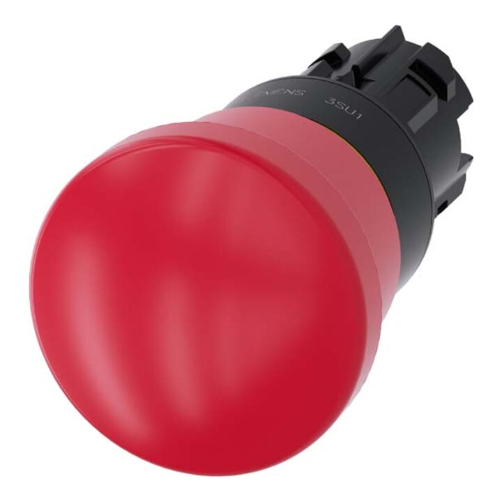 Siemens Bouton-poussoir à champignon numérique industriel d’arrêt d’urgence 22 mm, rond, rouge 3SU1000-1HA20-0AA0