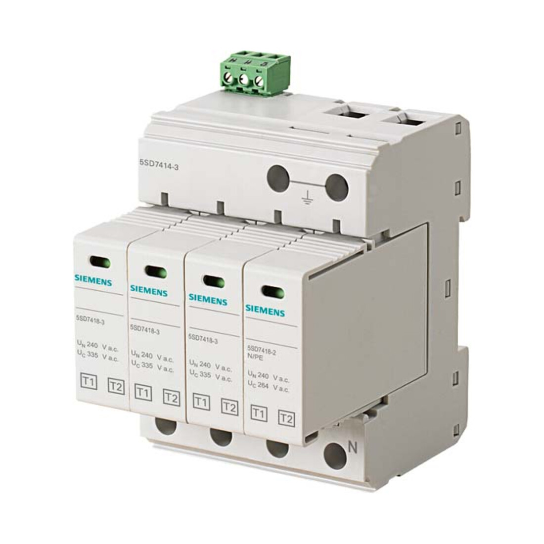 Siemens Indus.Sector Blitzstromableiter T1/T2 UN 240/400V, UC 335/ 5SD7414-3