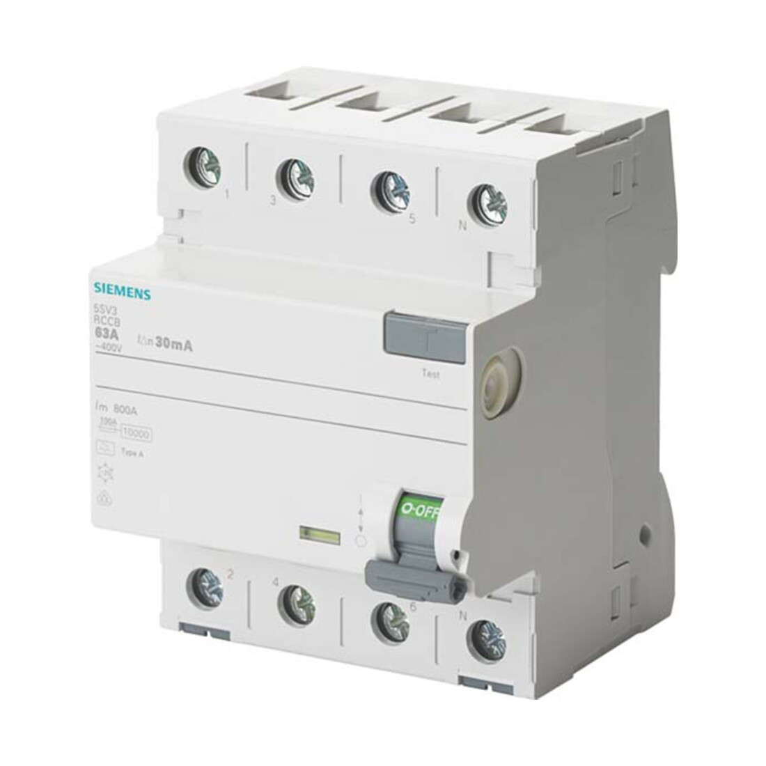 Siemens Indus.Sector FI-Schutzschalter Typ A, 500mA , 63A 5SV3746-6