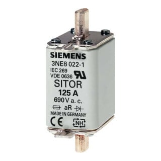 Siemens Indus.Sector Fusible Sitor 125A, 690VAC G00, aR 3NE8022-1