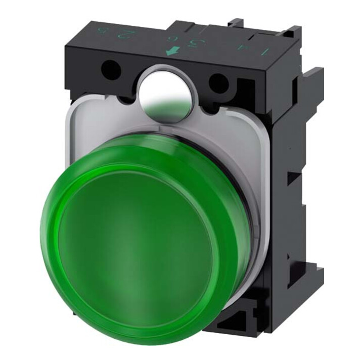 Siemens Indus.Sector Signal lumineux vert, lentille lisse 3SU1102-6AA40-1AA0