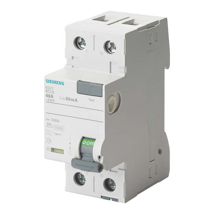 Siemens Interrupteur différentiel industriel numérique Type A, 30mA, 25A 5SV3312-6