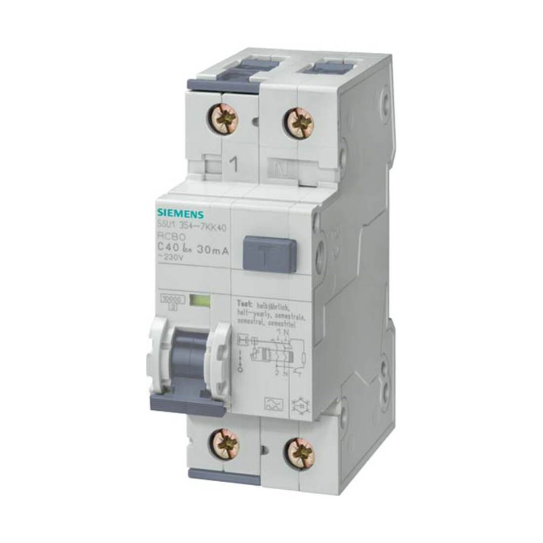 Siemens Interrupteur différentiel industriel numérique Type A, 30mA, B16 5SU1354-6KK16