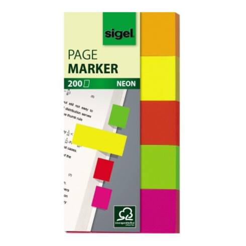 Sigel Haftmarker Neon HN650 20x50mm farbig sortiert 5 St./Pack
