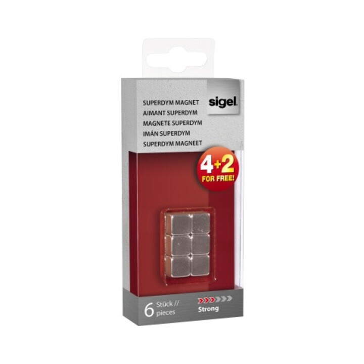 Sigel Magnet SuperDym C5 GL192 Cube 10x10x10mm silber 6 St./Pack.