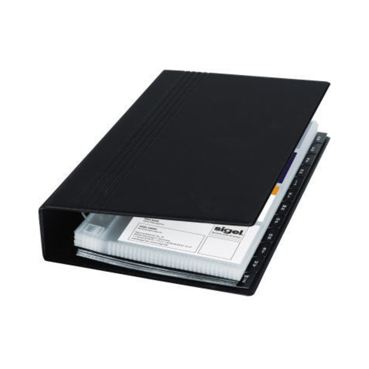 Sigel Visitenkartenringbuch VZ300 max. 200Karten 25Hüllen schwarz