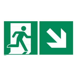 Signaux de secours Issue de secoursà droite vers le bas, Type: 12300