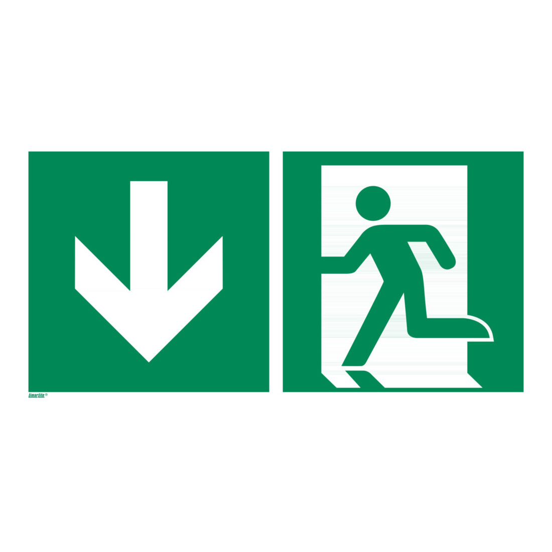 Signaux de secours Sortie de secours vers le bas, Type: 11400