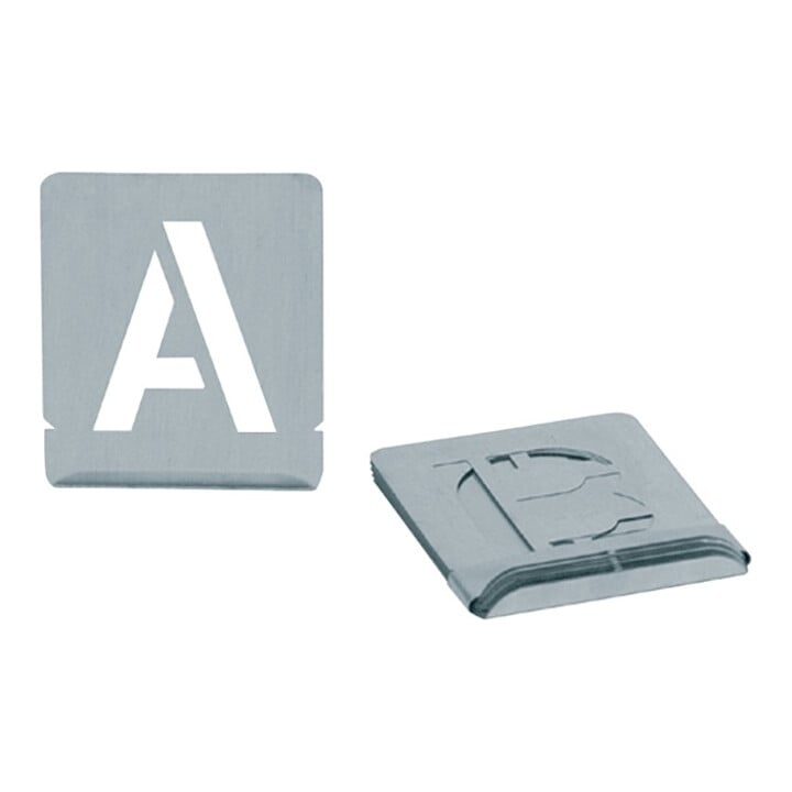 Signierschablonensatz 327 Buchstaben A-Z Schrifthöhe 80mm Zinkblech TURNUS