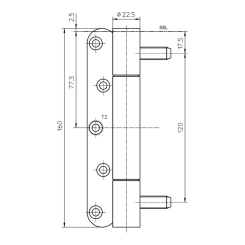 SIMONSWERK Charnière VN 3738/160 Acier inoxydable