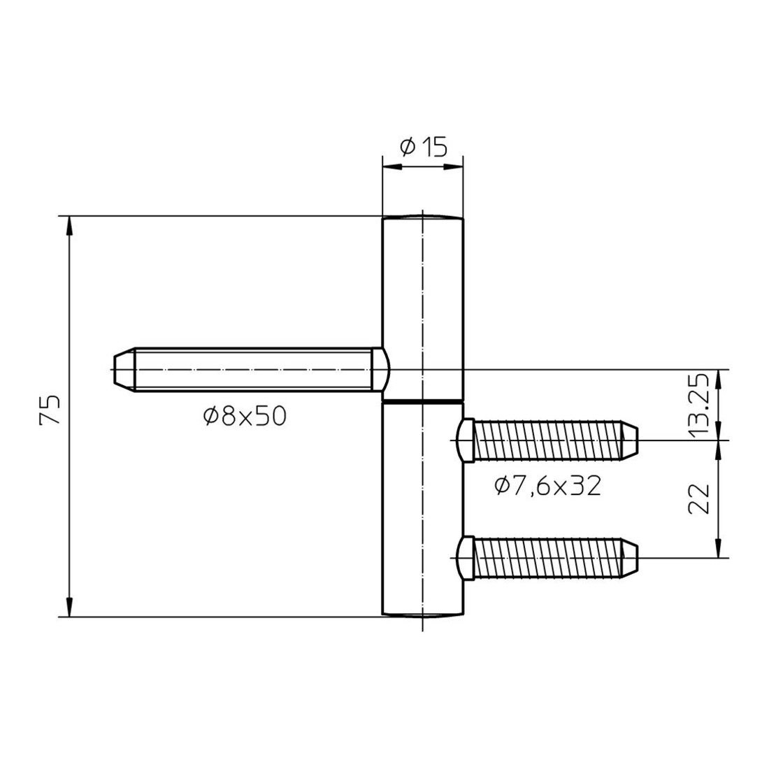 SIMONSWERK Einbohrband B 1-15, 2tlg. 15mm topzink