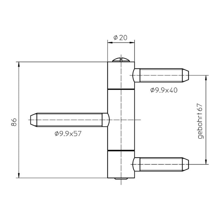 SIMONSWERK Einbohrband C 1-20 WF 3tlg., 20mm topzink