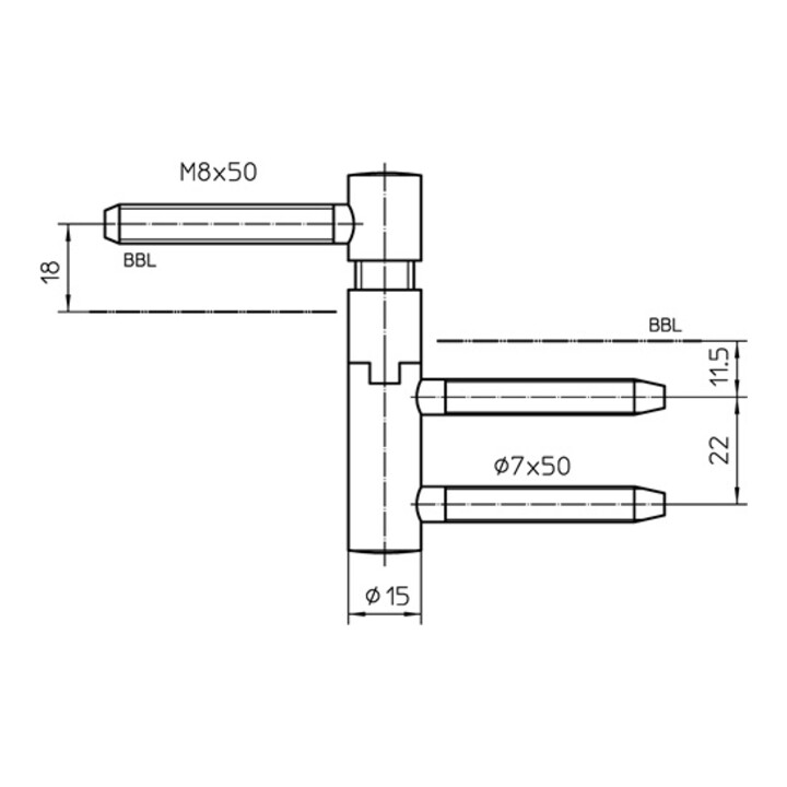 Simonswerk Einbohrband V 5450 Steigung b. 6mm DIN re. Stahl vernickelt f. gefälzte Türen