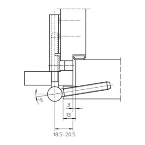 Simonswerk Einbohrband V 5450 Steigung b. 6mm DIN re. Stahl vernickelt f. gefälzte Türen