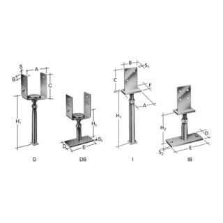 SIMPSON Strong-Tie Stützenfuß PVDB120G höhenverstellbar