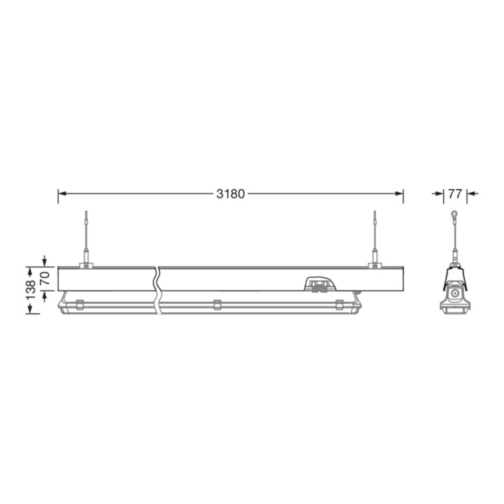 Siteco Montageschiene 58FS002 Stahlblech verzinkt 3180 x 64 x 67mm weiß