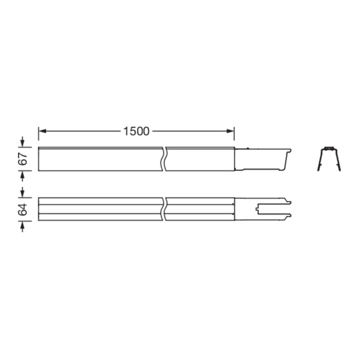 Siteco Tragschiene 1-längig L1500mm, 14x2,5, ws 51TR1CE