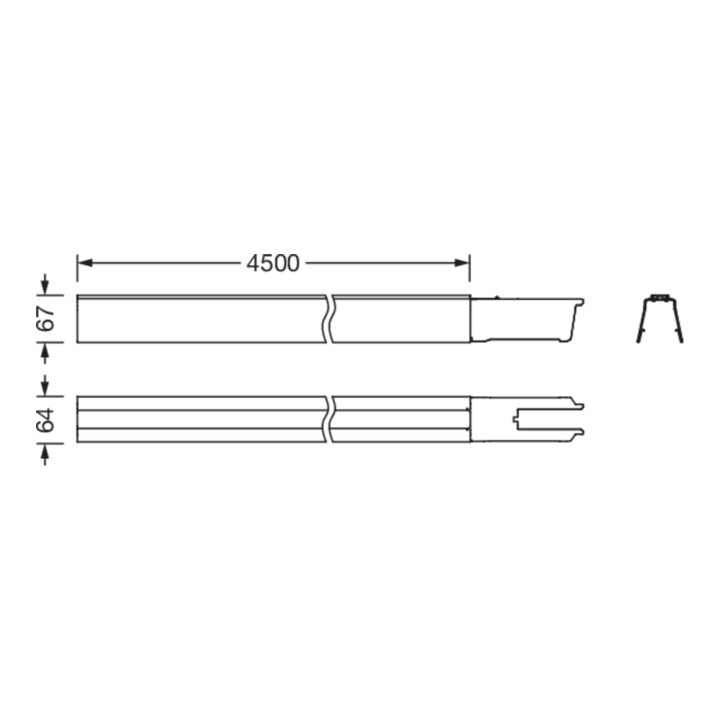 Siteco Tragschiene 51TR1J9 4,5m 9x2,5 ws