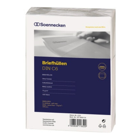 Soennecken Briefhülle 1303 C6 75g oF sk RCP grau 1.000 St./Pack.