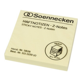 Soennecken Haftnotiz Z-Notes 5828 75x75mm 100Blatt gelb