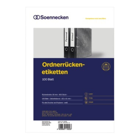 Soennecken Ordneretikett 66309 breit/kurz sk weiß 400 St./Pack.