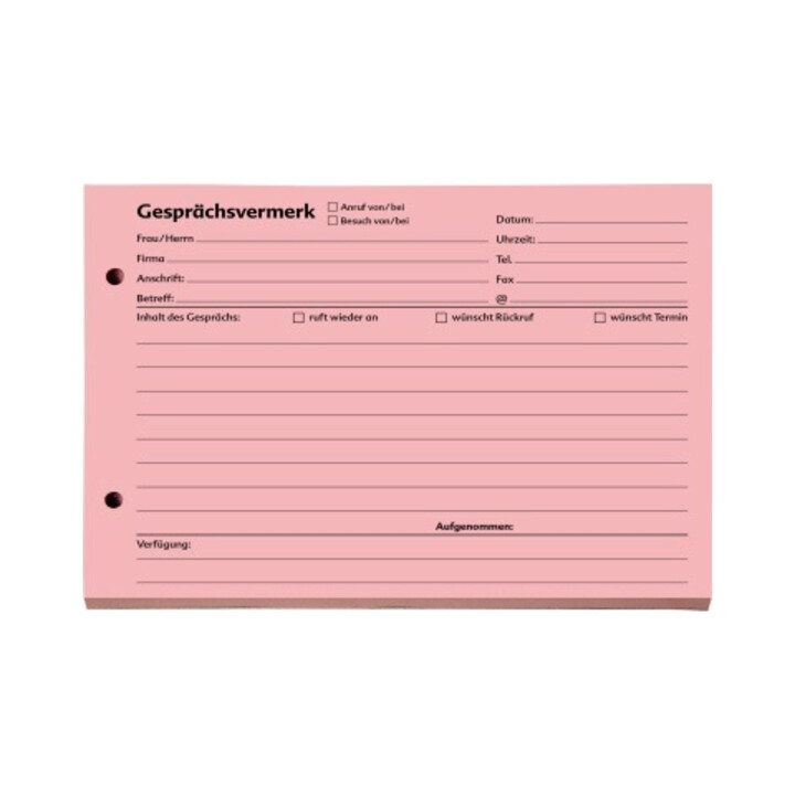 SoldanPlus Gesprächsvermerk 1201400 DIN A5 quer 100Blatt rot