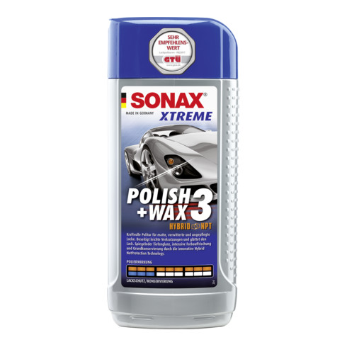 SONAX XTREME Polish+Wax 3 Hybrid NPT 500 ml für Kratzer/Abnutzungen im Lack