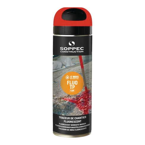 Soppec Markierungsspray FLUO TP 500 ml 9-12 Monate sichtbar für Baustellen rot
