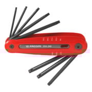 Sortie de clé à ergot Facom TX dans support rabattable, 8 pcs.