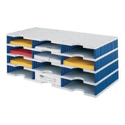 Sortierablage Trio 12 Fächer H293xB723xT331mm Polystyrol grau/blau STYRO-1