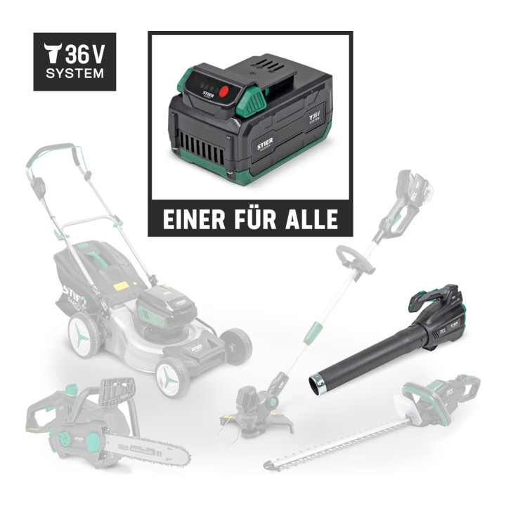 Souffleur sans fil STIER SLG-92 + batterie 36 V 4,0 Ah + chargeur rapide 36 V 3 A