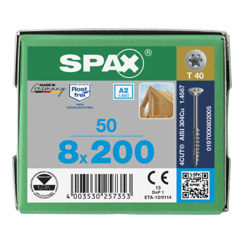 SPAX A2 SEKO T-STAR+ T40 TG 4CUT 8 x 200