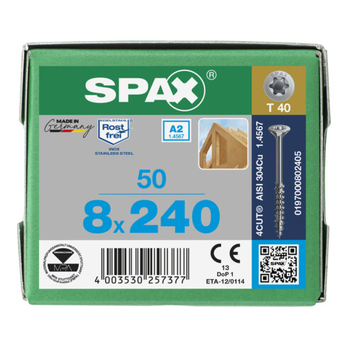 SPAX A2 SEKO T-STAR+ T40 TG 4CUT 8 x 240