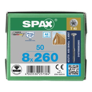 Spax A2 SEKO T-STAR+ T40 TG 4CUT 8 x 260