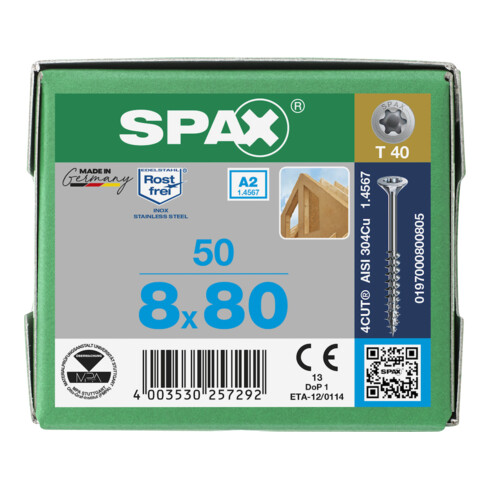 SPAX A2 SEKO T-STAR+ T40 TG 4CUT 8 x 80